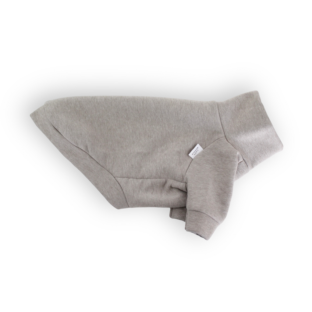 Handmade beige dog cotton sweatshirt with raglan sleeves, from Lana Royals Pet Wear.