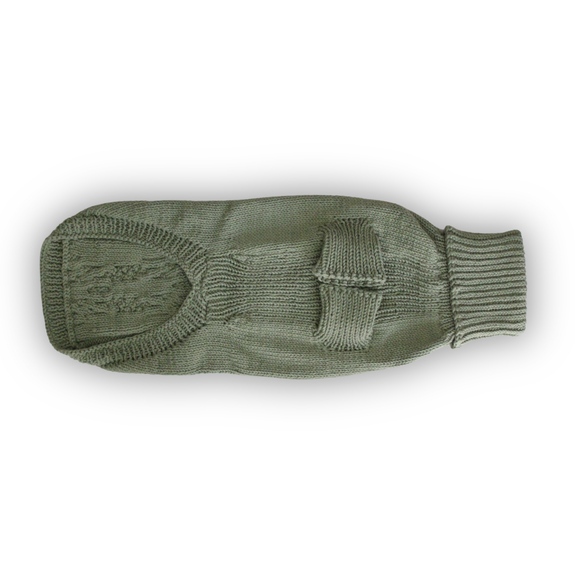 Hand-knitted green cotton dog sweater, from Lana Royals Pet Wear.