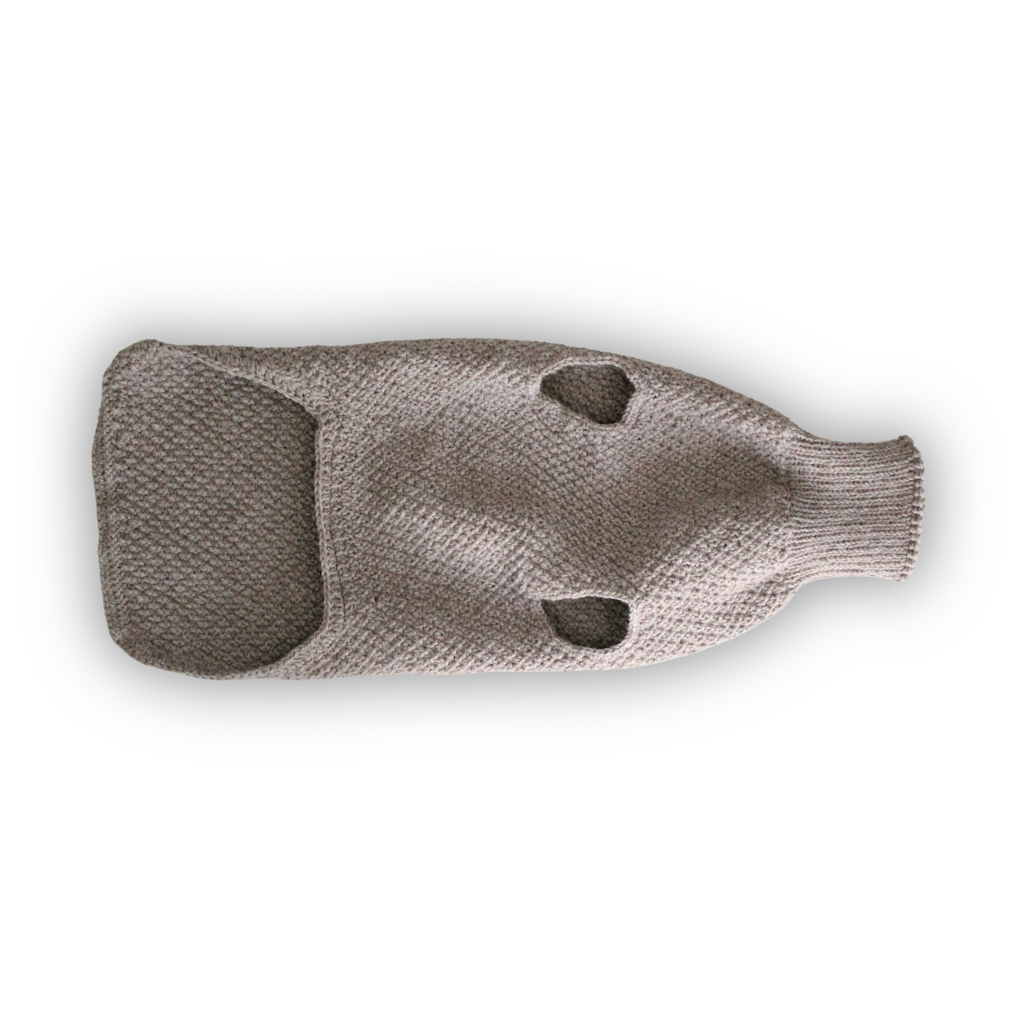 Hand-knitted beige wool dog sweater, from Lana Royals Pet Wear.