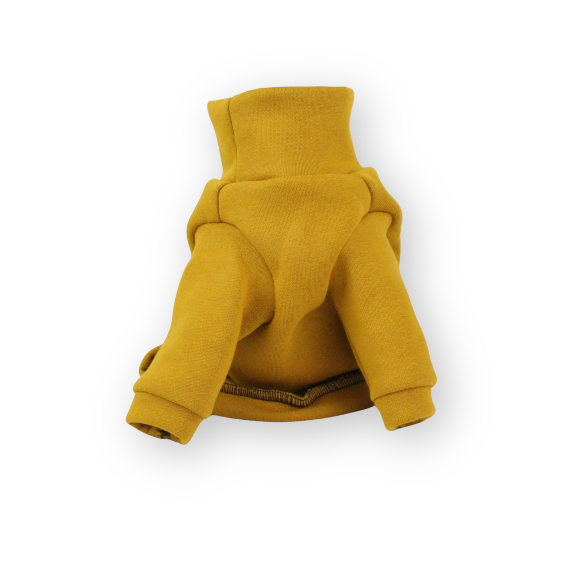 Mustard yellow cotton sweatshirt with front sleeves for dogs from Lana Royals Pet Wear.