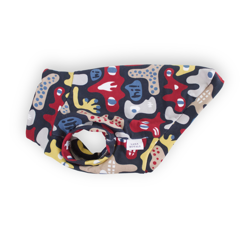 Monsters halloween pattern shirt with small dogs from Lana Royals Pet Wear.