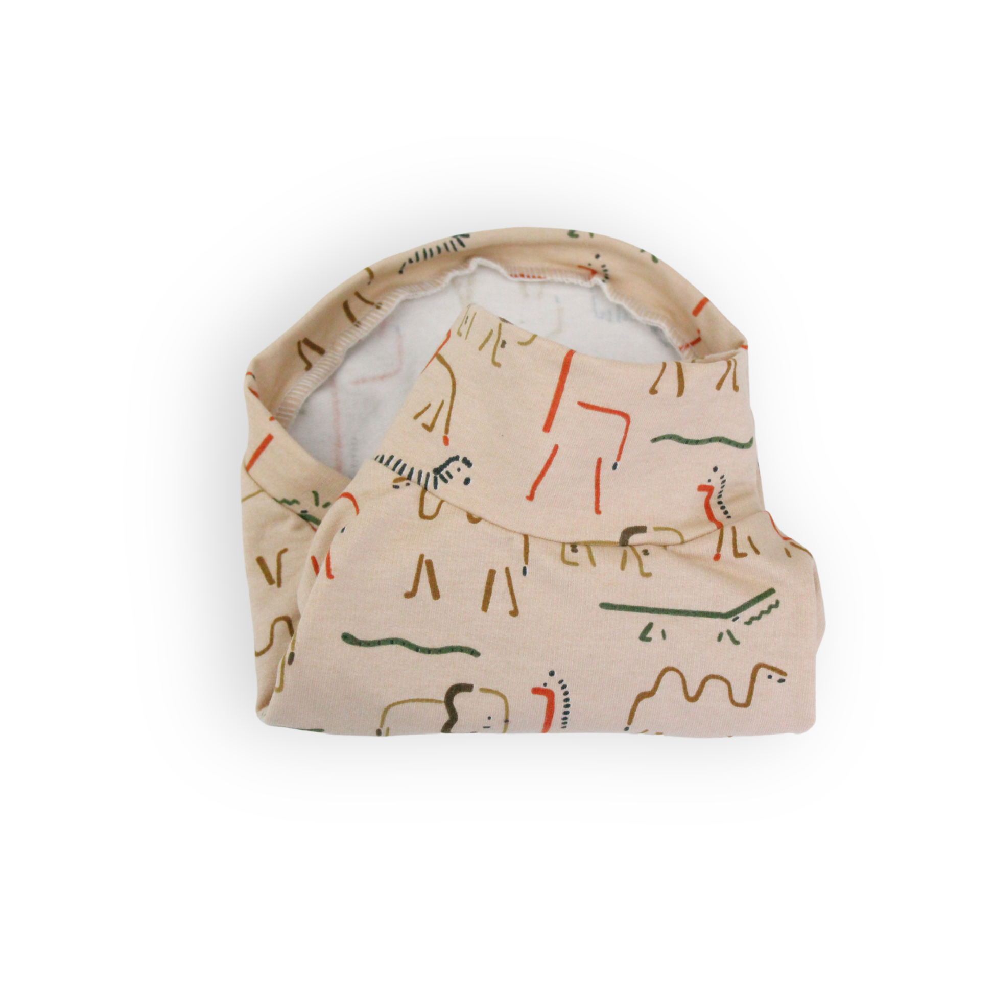 Beige shirt with abstract wild animals for miniature dogs from Lana Royals Pet Wear.