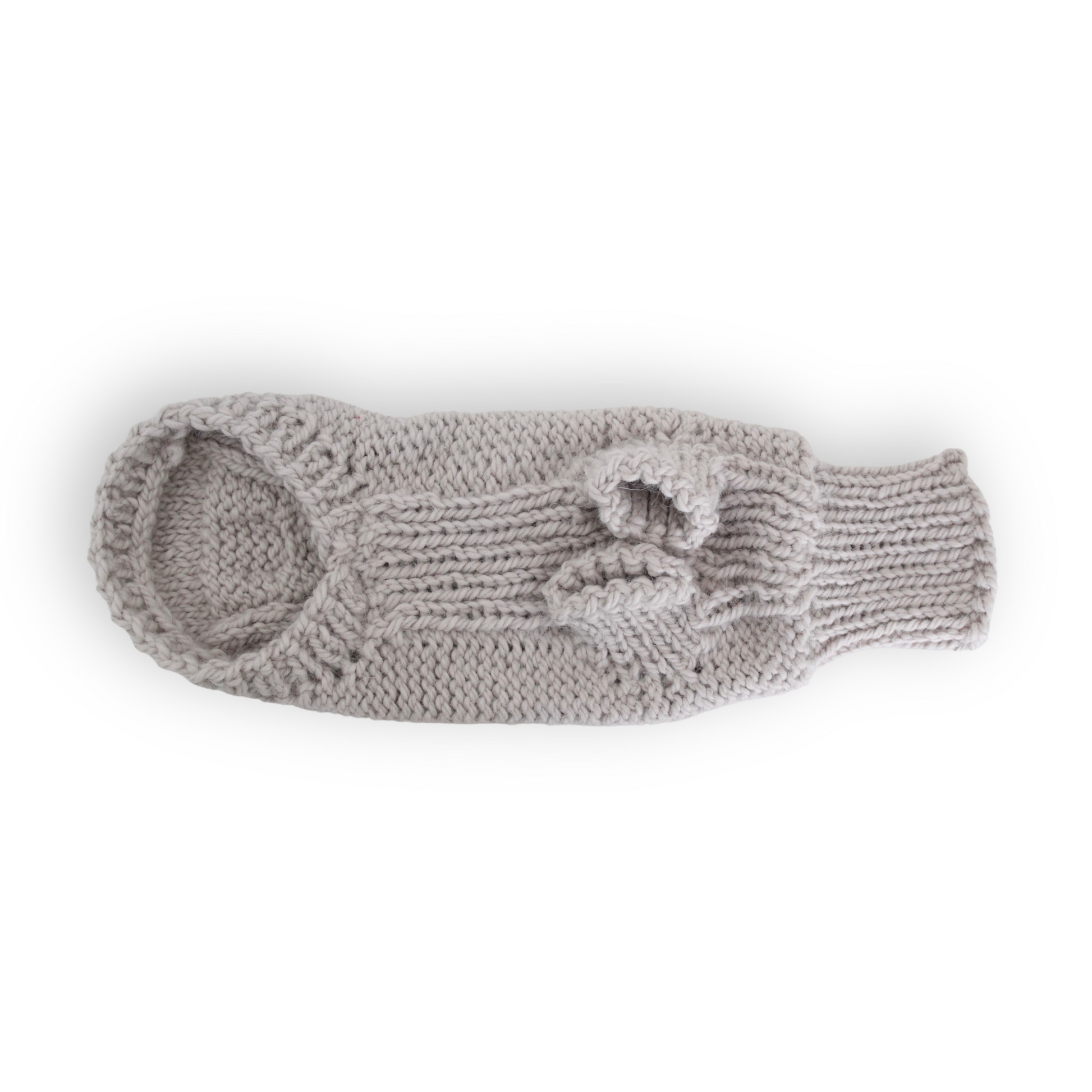 Hand-knitted grey  alpaca wool dog sweater from Lana Royals Pet Wear.