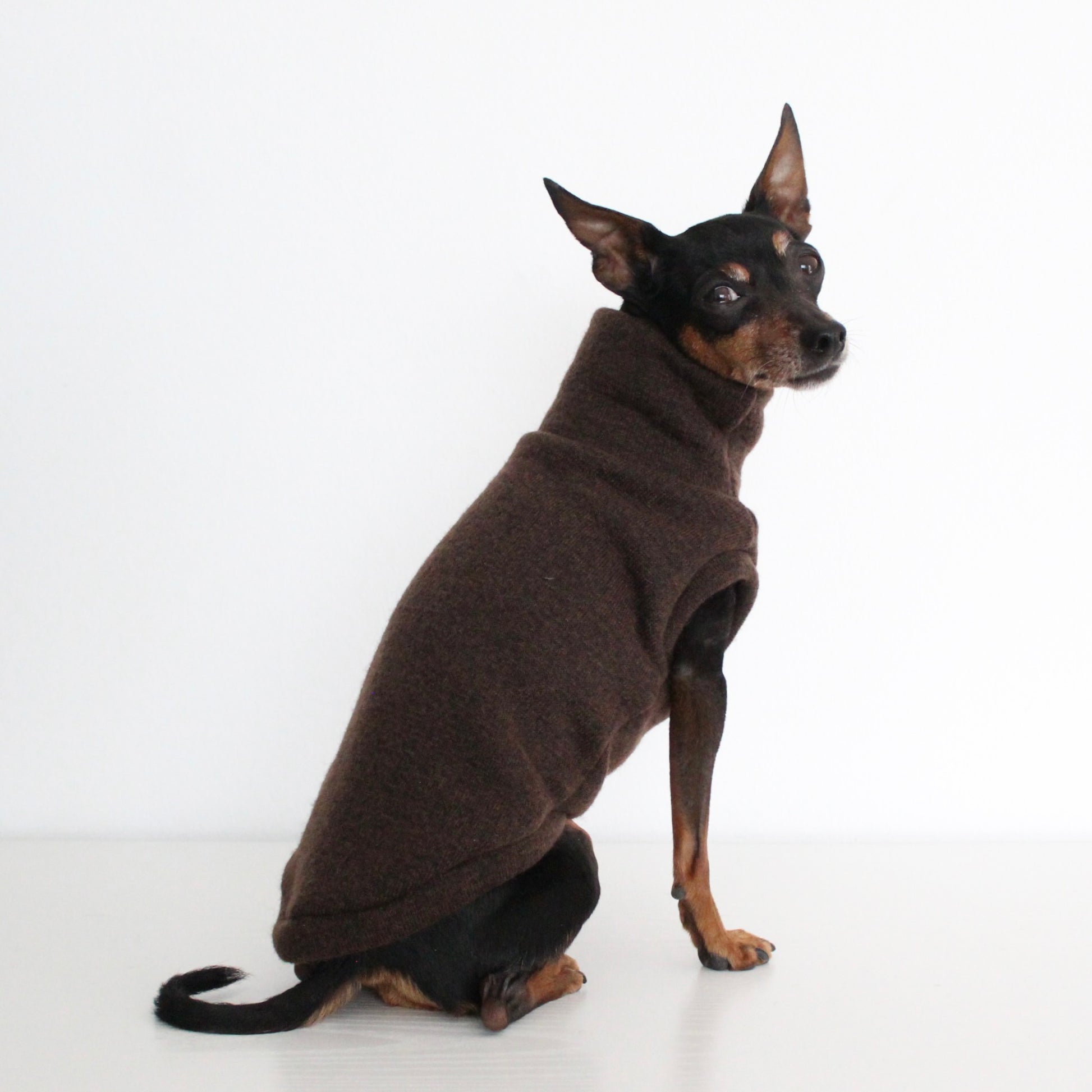 WOOLY Dark Brown Wool Fabric Sleeveless Tank-Top Vest for Dogs | Custom-Tailored, Made to Measure