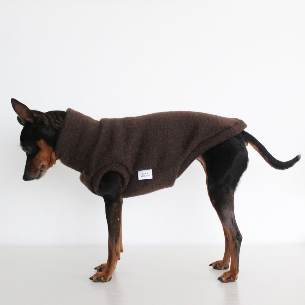 WOOLY Dark Brown Wool Fabric Sleeveless Tank-Top Vest for Dogs | Custom-Tailored, Made to Measure