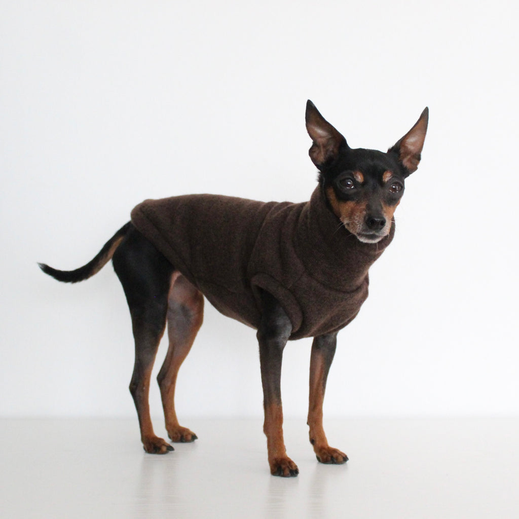 WOOLY Dark Brown Wool Fabric Sleeveless Tank-Top Vest for Dogs | Custom-Tailored, Made to Measure
