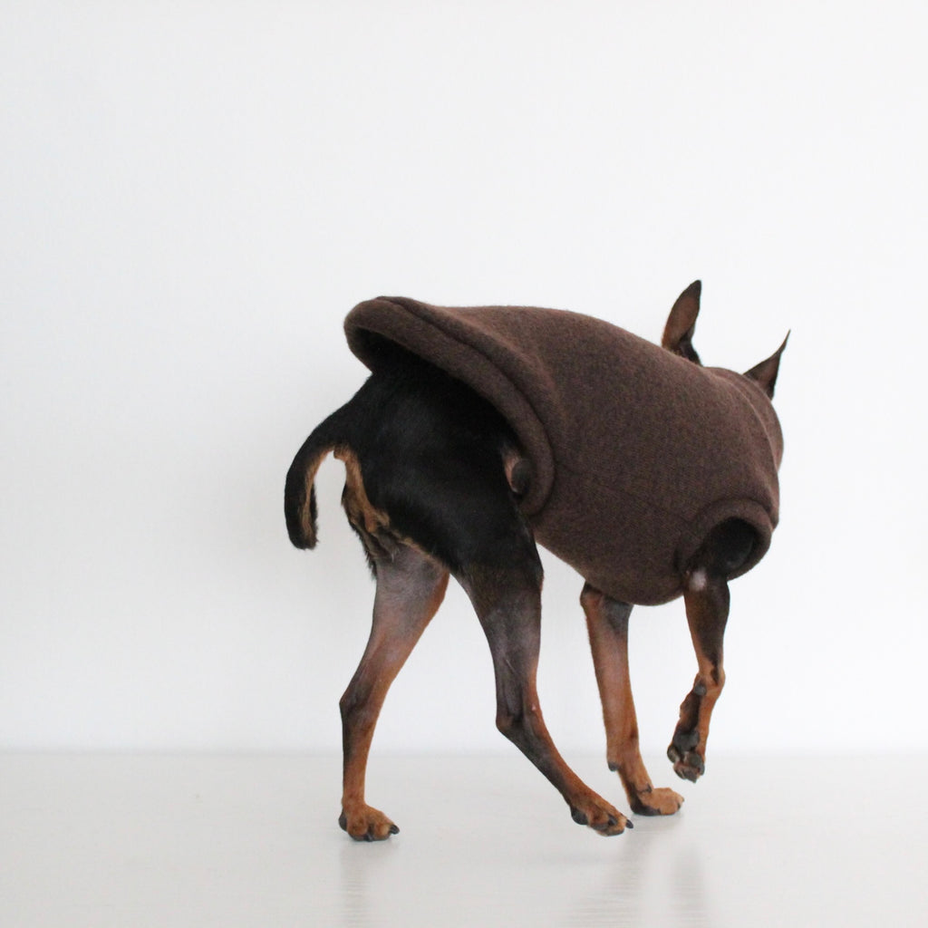 WOOLY Dark Brown Wool Fabric Sleeveless Tank-Top Vest for Dogs | Custom-Tailored, Made to Measure